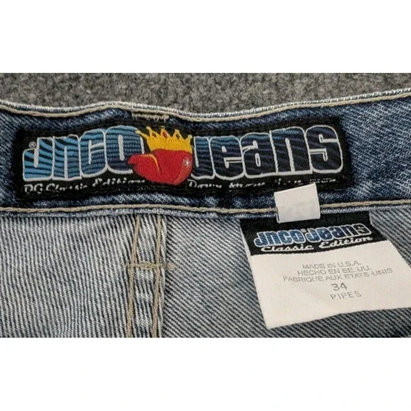 Vintage 90s Y2K JNCO Classic Pipes Jeans Denim Shorts Sz 34 Made in USA